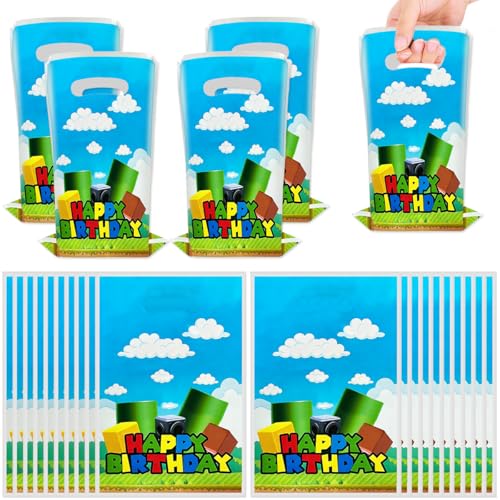 OULUN 30Pcs Super Bros Party Gift Bags Cartoon Game Party Candy Bags Girl and Boy Birthday Supplies Decorates