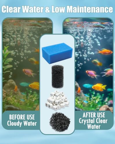 Image of 4 Set Media Maintenance Kit Replacement for Fluval AC70 Power Filter - for Use in Freshwater & Saltwater Aquariums - Includes 4 Active Carbon 4 Ceramic Rings 2 Intake Strainer Sponges 4 Foam Filter
