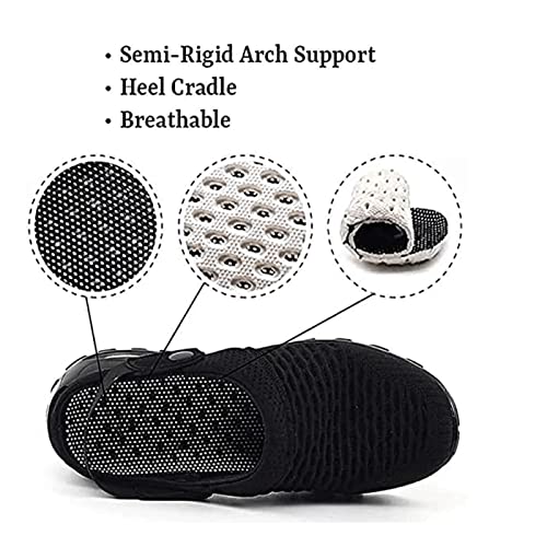 2023 New Summer Women Diabetic Walking Air Cushion Orthopedic Slip-On Shoes,Breathable with Arch Support Mesh Sneaker Sandals,Outdoor Slippers Walking Shoes(Black)2