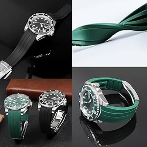 YISIWER 20 mm 22 mm siliconen horlogeband gebogen uiteinden, universele rubberen horlogeband race rally, tweekleurige horlogebanden met tanggesp voor