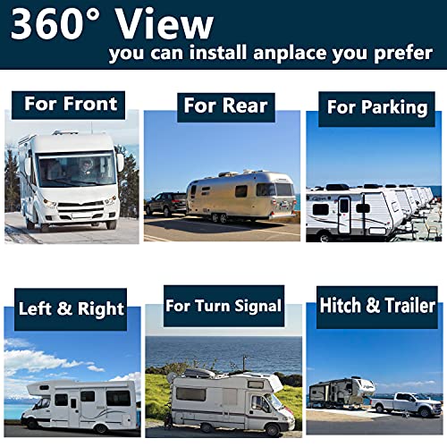 Image of Touchable 5 Split Large 10.1 inch 1080P Screen Backup Camera Audio Monitor & Built-in 128GB DVR Dash Cam for RV Truck Trailer Rear Side Front View Wired System