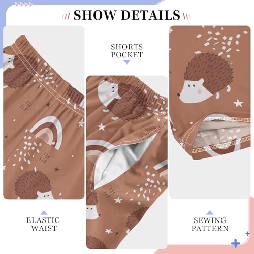 Hedgehog Rainbow Boys Long Pants Soft Trousers Elastic Waist Kids Lounge Bottoms with Pockets S-XL4