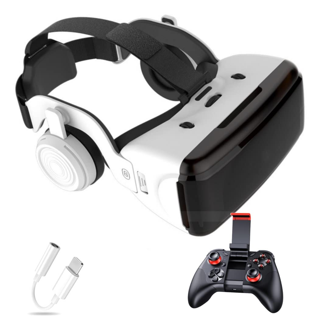 Okulary VR, zestaw słuchawkowy do wirtualnej rzeczywistości, zestaw słuchawkowy VR obsługuje system Android i iOS, połączenie Bluetooth do iPhone'a 13 Pro Max/13 Pro/13/12/11, do Samsung Galaxy