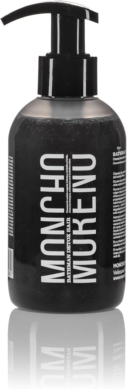 MONCHO MORENO | Bathman Detox Hair - Champú de carbón activo | Raices grasas y puntas secas, seboregulador 500 ml