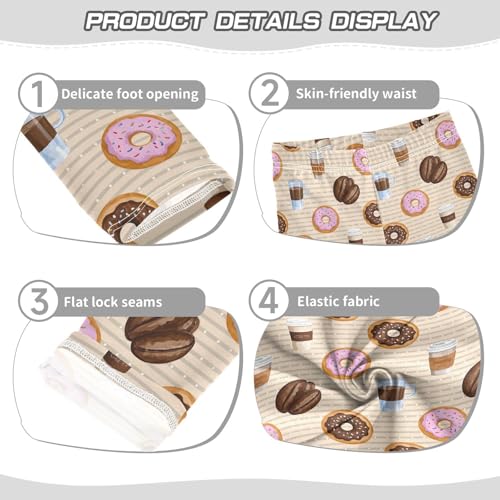 Coffee Donuts Stripes Coffee Beans Girls Leggings Soft Stretch Workout Yoga Dance Pants for Kids Casual Tights3