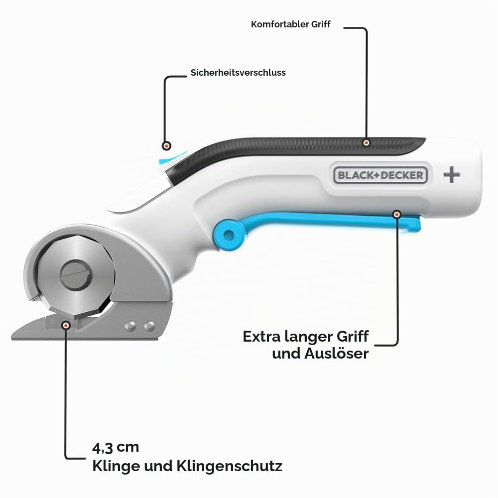 BLACK+DECKER BCRC115FF Stoff- und Bastelschneider, 4 V, wiederaufladbar über USB