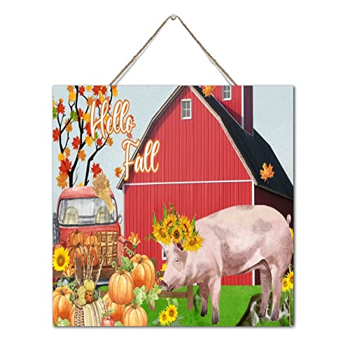 Panneau bois Hello Fall avec citrouille peinte aux finitions soignées