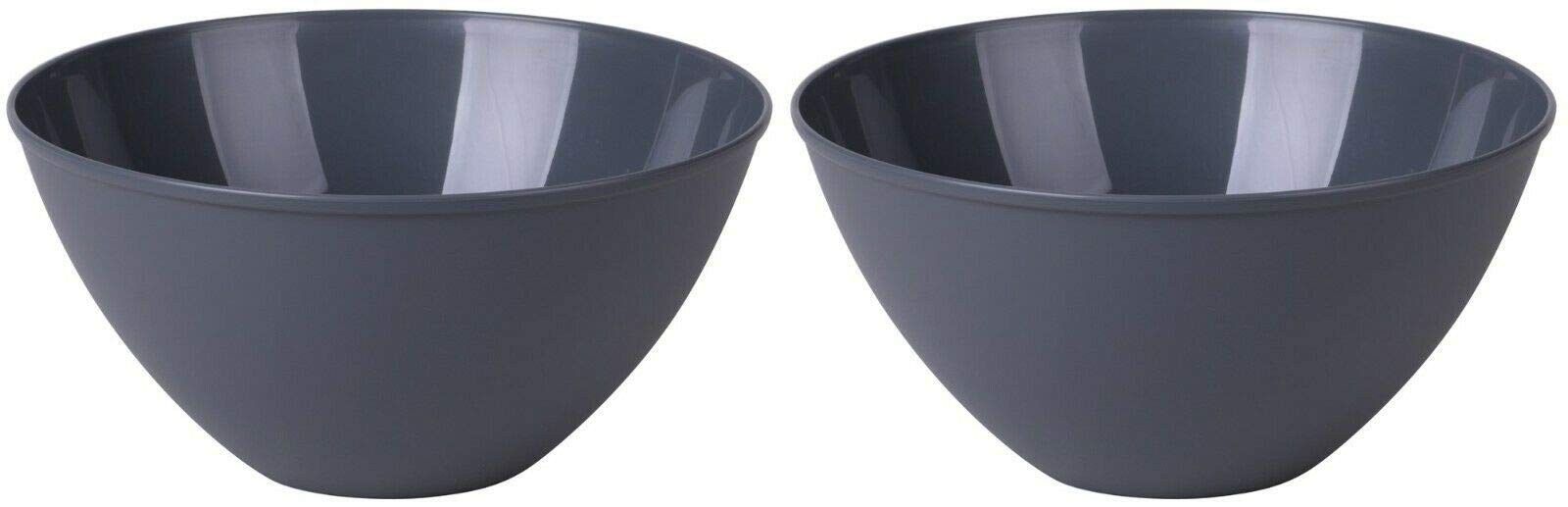 Fornord Set of 2-4.5 Litre Plastic Mixing Bowls Large Kitchen Salad Bowl Dark Grey