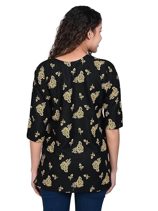 Image of Women's Rayon Printed Short Kurti Pack of 2 - Regular Fit Ethnic Wear | Comfortable Casual & Festive Kurtas for Women