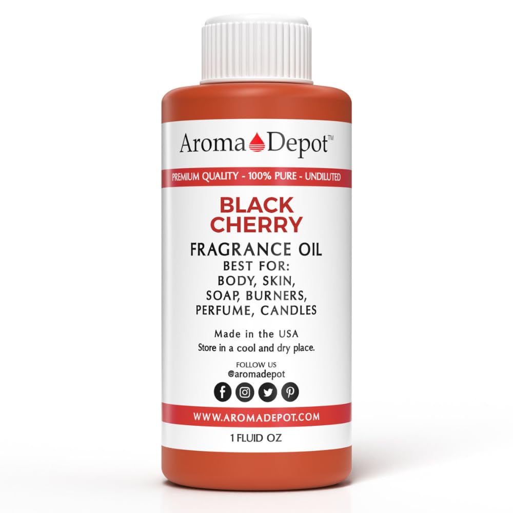 Aroma Depot 1 fl oz Black Cherry Fragrance Oil – Scent for Candle Making, Soap Making, Wax Melts, Diffusers, Body Oil Blends &amp; Incense (30ml)