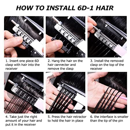 6D Hair Piece 100% Real Natural Hair Extensions,Hidden Hair Extensions Curly,Soft Smooth Human Hair for Women Girls,10 Rows,10inch