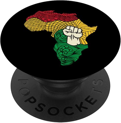Africa Map Rising Hand Juneteenth African Pride Freedom PopSockets Swappable PopGrip