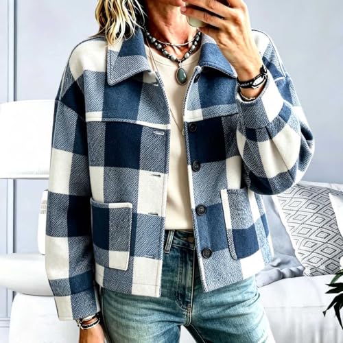 Piuwrlz Women's Plaid Shacket Button Down Flannel Jacket with Pockets - image 7