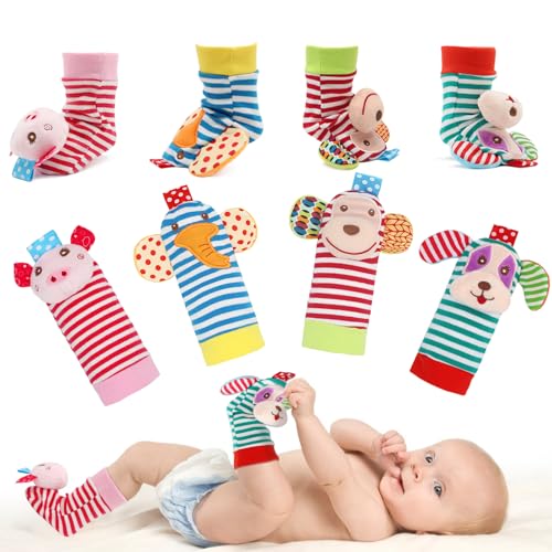 Image of BLOOBLOOMAX Sock rattles for Babies 0-24 Months Baby Animal Foot Finder Educational Toys