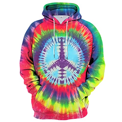Hoodie for Men Circle Tie Dye Geometric Figure Digital Printing Hoodie Autumn European and American Sports Hooded Top
