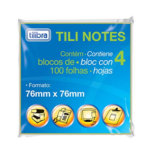Tilibra - Bloco Adesivo Tili Notes 76x76mm 400 folhas 4 Cores - 1 un