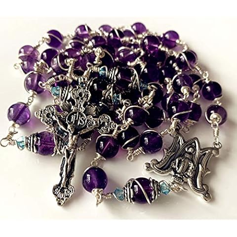 Elegantmedical 925 Silver Amethyst Rosary Necklace Cover