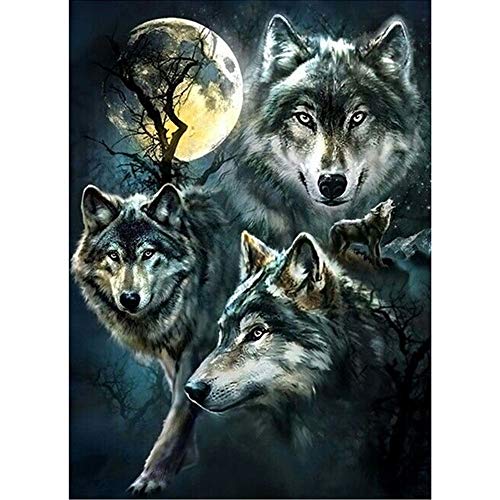 Moohue Needlework 14ct Counted Cross Stitch Kits Aniamls Wolves DMC Thread Cross Stitch Patterns Cross Stitch Fabric Needles Room Wall Decoration (Aniamls Wolves)