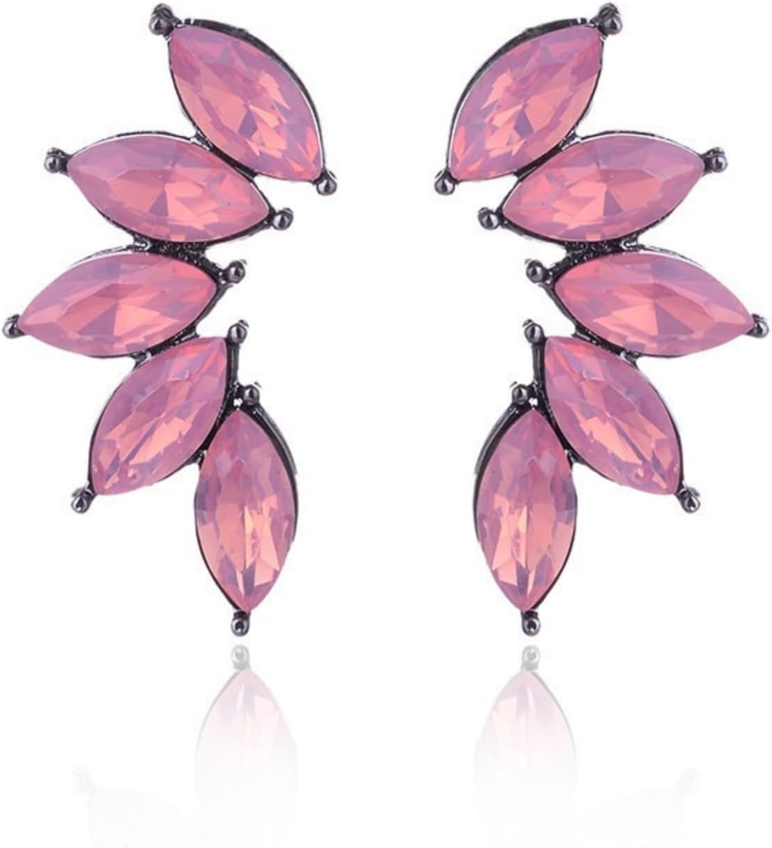 MALOYANVE Crystal Angel Wings Earrings Elegant Sparkling Statement Bohemian Handmade Vintage Teardrop Five Crystals Stud Earrings Wedding Jewelry Gifts for Women