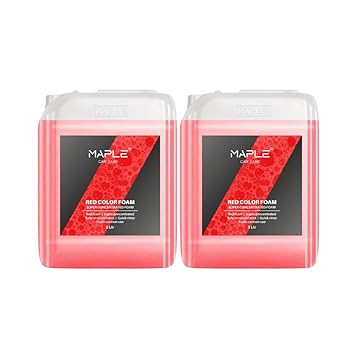 Maple Colour Foam Car Wash Shampoo 10L (5 x 2L Packs) (Red)|Super Concentrated Snow Foam Clean Liquid for All Car colours |High Foaming, pH Neutral & Paint Safe car wash liquid | Wax Safe Car Cleaning