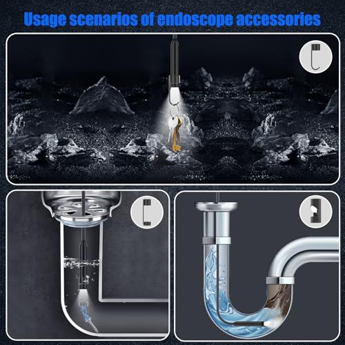 Cámara de Endoscopio con Luz, Borescopio HD 1920P con 8 LEDs Ajustables, Cámara de Inspección Semi-Rígida Impermeable IP67 de 16.4 pies para iOS/Android miniatura 5