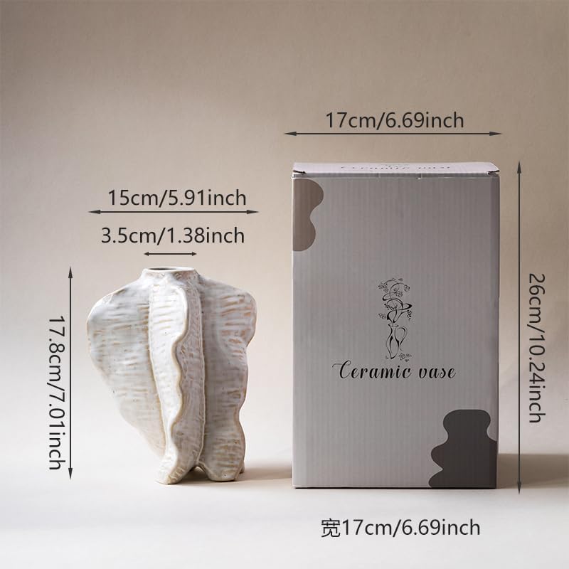 Handmade Ceramic Vase for Dried Flowers - Modern Home Decor, Rustic Table Centerpiece, Small Decorative Vase for Pampas Grass & Preserved Bouquets. - Image 9