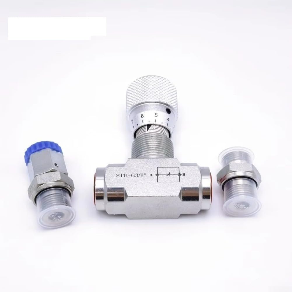 Valvola a farfalla bidirezionale con connettore 0.8L, valvola di controllo del flusso idraulico in acciaio al carbonio per fluidi, aria, oli, filettatura femmina NPT da 1/4 "o 3/8" (STB-G3/8)