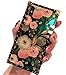 Compatible for iPhone Xs Max 6.5” case, BabeMall Premium Flower Retro Color Blu - ray Scratch Proof Square PU Leather Protective Metal Decoration Corner Back Cover Case (Flower1, for XS Max 6.5")