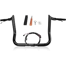 12" 预接线简笔杆猿吊架把手杆 1 &frac14;" 兼容哈雷戴维森巴格Electra Glide Street Glide Ultra Limited 2016-2023,斜接切割加热选项把手杆,光泽黑色