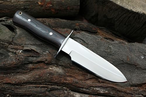 GCS Handmade D2 steel Hunting Knife G10 Full Tang Handle Fixed Blade Knife Right Hand Scout Carry Buffalo leather Sheath Sharpening Stone Hunting Camping Survival EDC-GCS 915 by GCS Knives - Used condition - Image 4