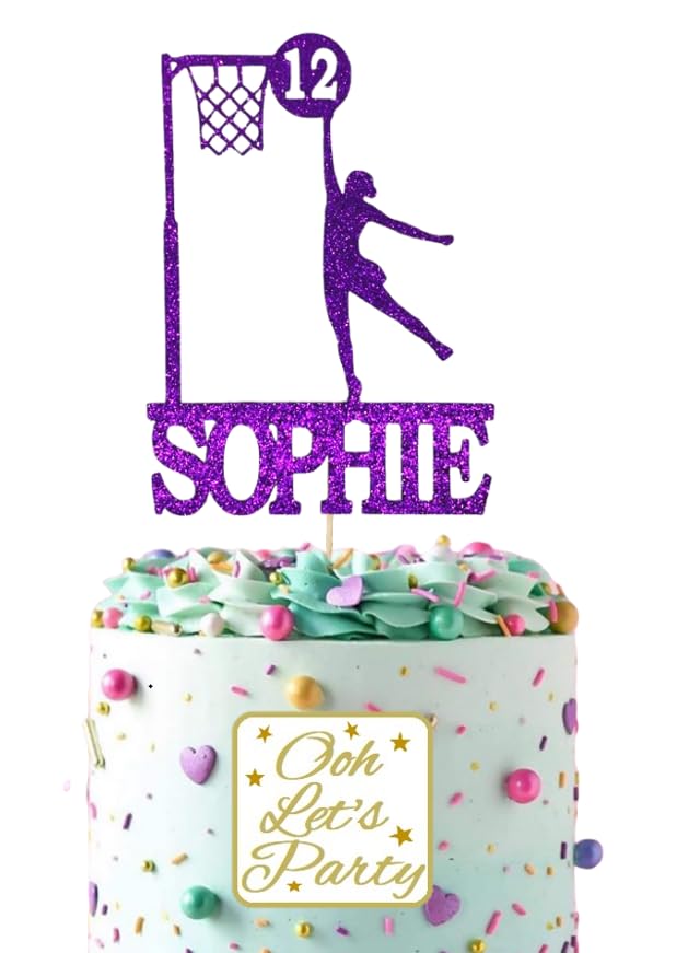 Cake Topper Netball Birthday, Choose Your Name, Age & Colour.