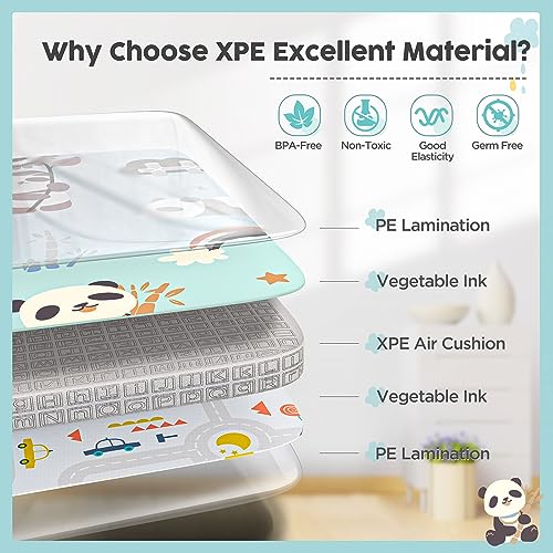 image for Gimars XL 0.6 inch Thickest Reversible Foldable Baby Play Mat, Waterpr