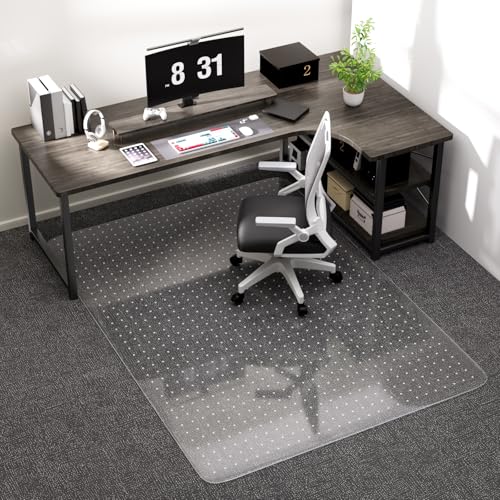 Office Chair Mat for Low Pile Carpet with Lip, 48' x 60' Clear Plastic Floor Protector, Heavy Duty Desk Chair Mat for Rolling Chairs, Smooth Glide Computer Mat for Home Office