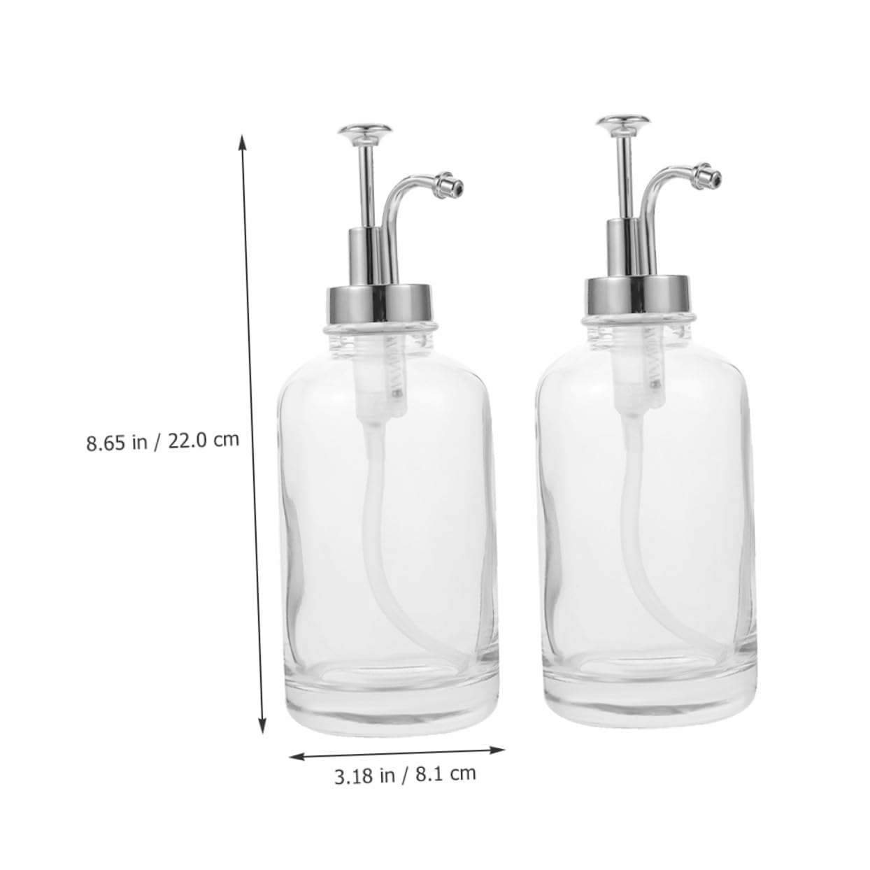 ERINGOGO Distributeur à Pompe à Sirop en Verre 500ml, Lot de 2, Argenté