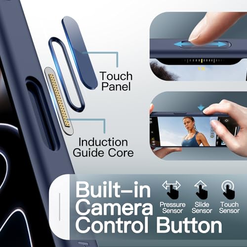 Image of JETech Magnetic Case for iPhone 17 Pro Max 6.9-Inch Compatible with MagSafe, Shockproof Slim Phone Cover with Built-in Camera Control Button, Matte Translucent Back (Dark Blue)