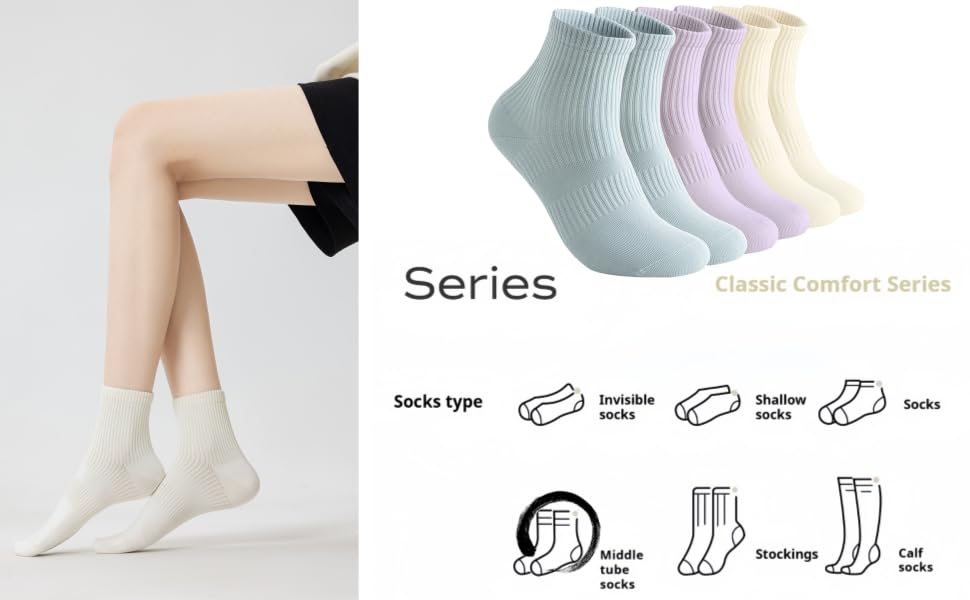 6Pairs Athletic Socks for Men Women, 95.2% Cotton,Moisture Wicking,arch compression for a secure fit Seamless Toe2