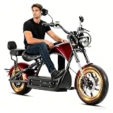 Eahora 4000W M1P Pro 50MPH Electric Motorcycle for Adults 60V 42AH 55Miles Long Range Electric Mopeds 2 Person with Rearseat Street Legal Motorcycle for Commuting Red