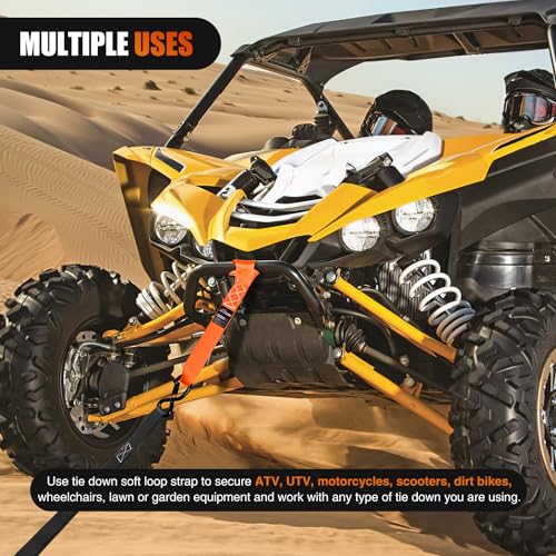 Image of Nilight Soft Loop 1.7 inchx17 inch Motorcycle Tie Down Straps Heavy Duty 12000Lbs Max Break Strength for Securing ATV UTV Kayak Moving Cargo (8PK-Orange)