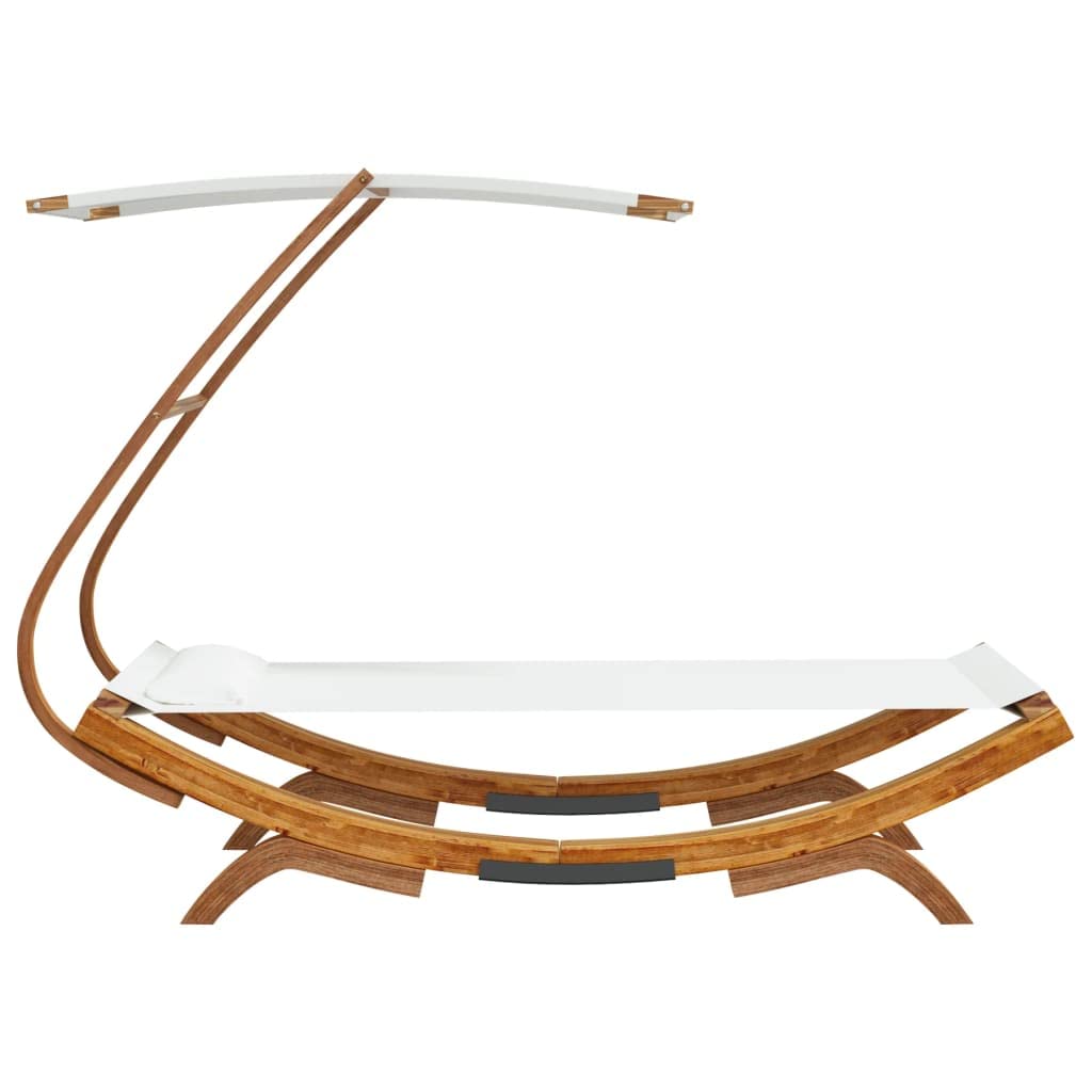 Gecheer Letto Riposo con Baldacchino 100 x 190 x 134 cm Legno Curvo Massiccio Crema, Bagno di Sole da Giardino Esterno, Lettino da Spiaggia Relax per Campeggio Balcone Piscina