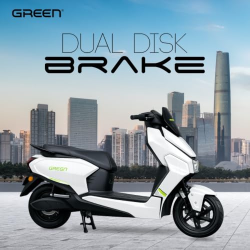 Image of Green Polo Low Speed Electric Scooter Non RTO with Portable Charger (80 KM - White)
