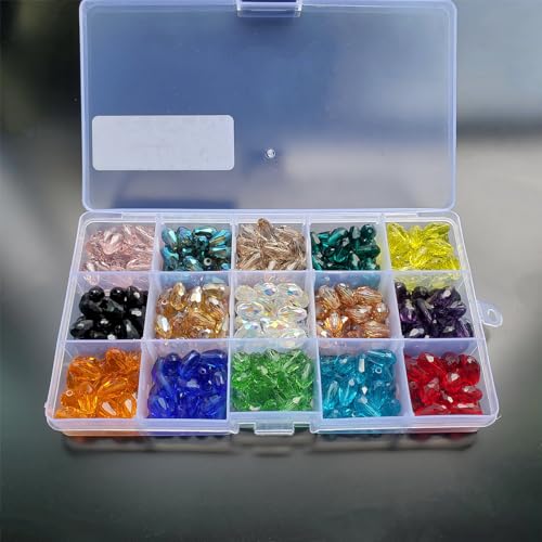 Image of 8x12mm Teardrop Glass Beads for Jewelry Making, 300pcs Faceted Vertical Hole Shape, Crystal Prism Beads for Pendants Bracelets Necklaces Earring