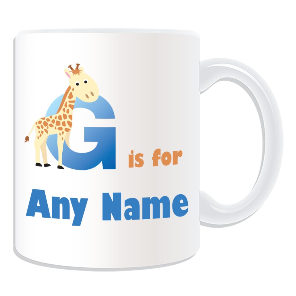 Regalo personalizzato – grande lettera R per tazza, motivo: alfabeto, bianco) – qualsiasi nome messaggio personalizzato – a B C D
