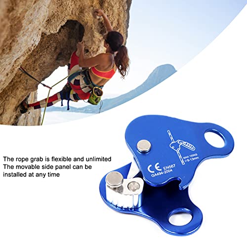 100KG Climbing Rescue Figure Descender Ascender Heavy Duty Aluminum Rock Climbing Rope Grab Fall Protection Belay Device Mountaineering Downhill Tree Arborist Rescue Aerial Work