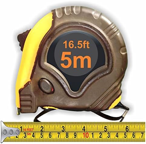 A 2 Z Tape Measure Retractable High Visibility Tough Auto Grip Lock Pocket Measure Tape with 19mm Blade Nylon Coated Measurement Tape Retracting Metric Rule and Steel Belt Clip Black Yellow (5m Long)