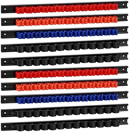 AIRTOON 10 PCS Screwdriver & Wrench holder organizer, Hand Tool Holder, Plastic Rail Wrench Hanger with Clips, Pegboard Screwdriver Holder, Wear Resistance is Improved