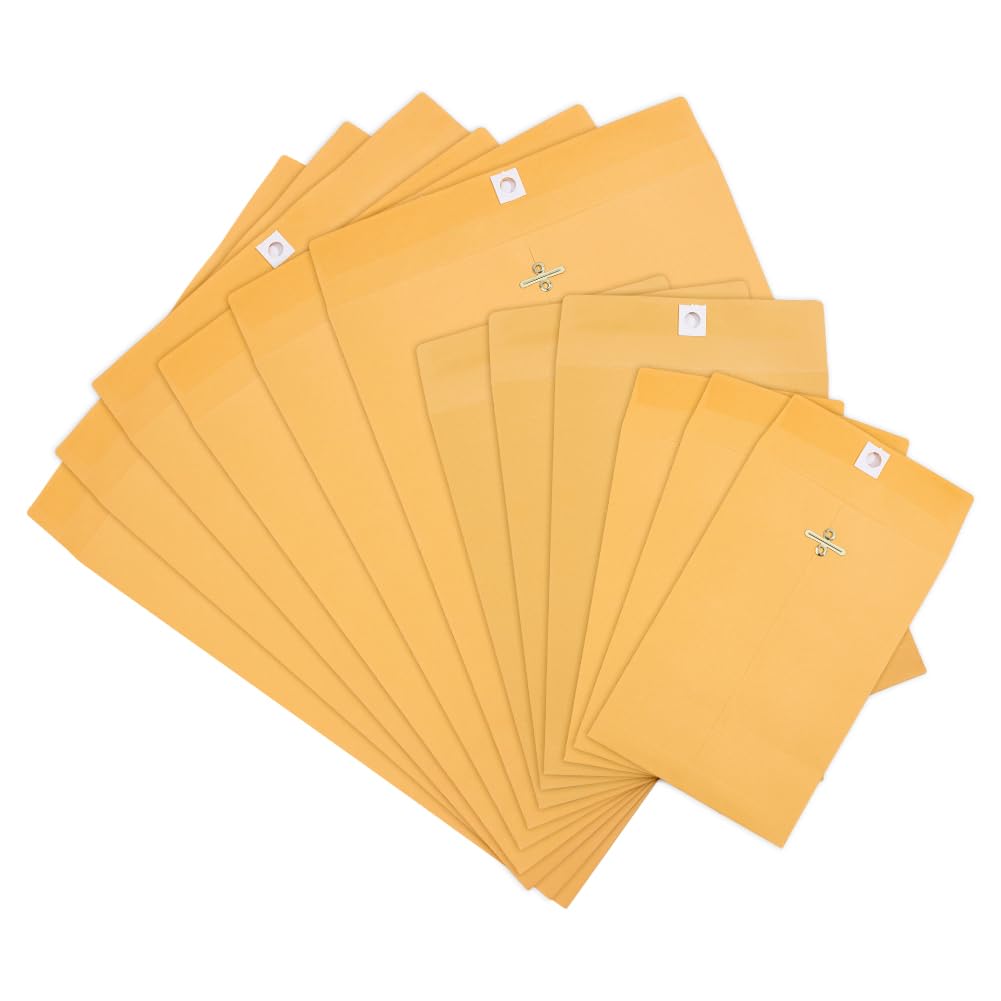 PH PandaHall 54pcs Clasp Envelopes, 4 Sizes Orange Kraft Paper Manilla Envelope Mailing Envelopes for Filing Storing Mailing Documents Office Business Storage Decoration, 8.5/10.6/13.6/14.6 inch