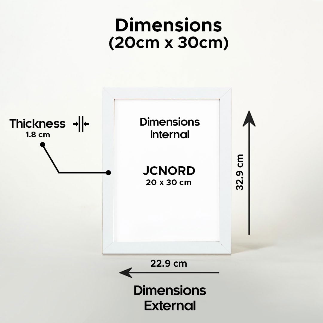 JCNORD White MDF Wooden Picture Frame 8x12 inches (20x30 cm) with Shatterproof Acrylic Glass, 20 x 30 cm - Image 2