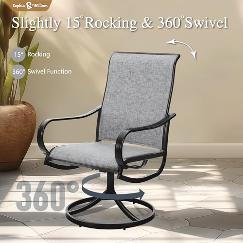 Image of Sophia & William Outdoor Dining Set Patio Dining Set for 4 Outdoor Table and Chairs 5 Pieces with Swivel Patio Chairs 37 inchx 37 inch Metal Table for Garden Pool All Weather Grey