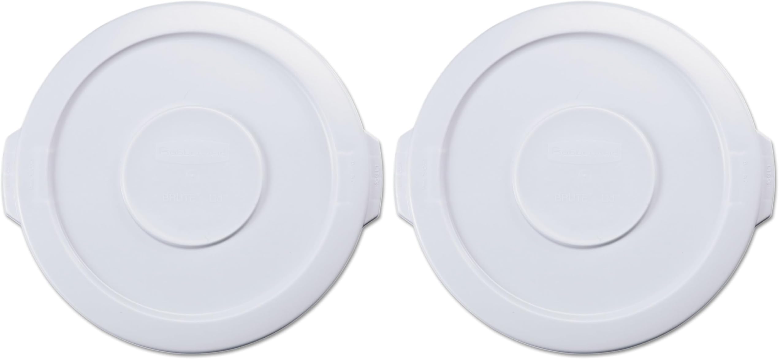 Commercial Products Brute Heavy-Duty Round Trash/Garbage Lid, 10-Gallon, White, Compatible with Rubbermaid Brute 10-Gallon Can (Pack of 2)