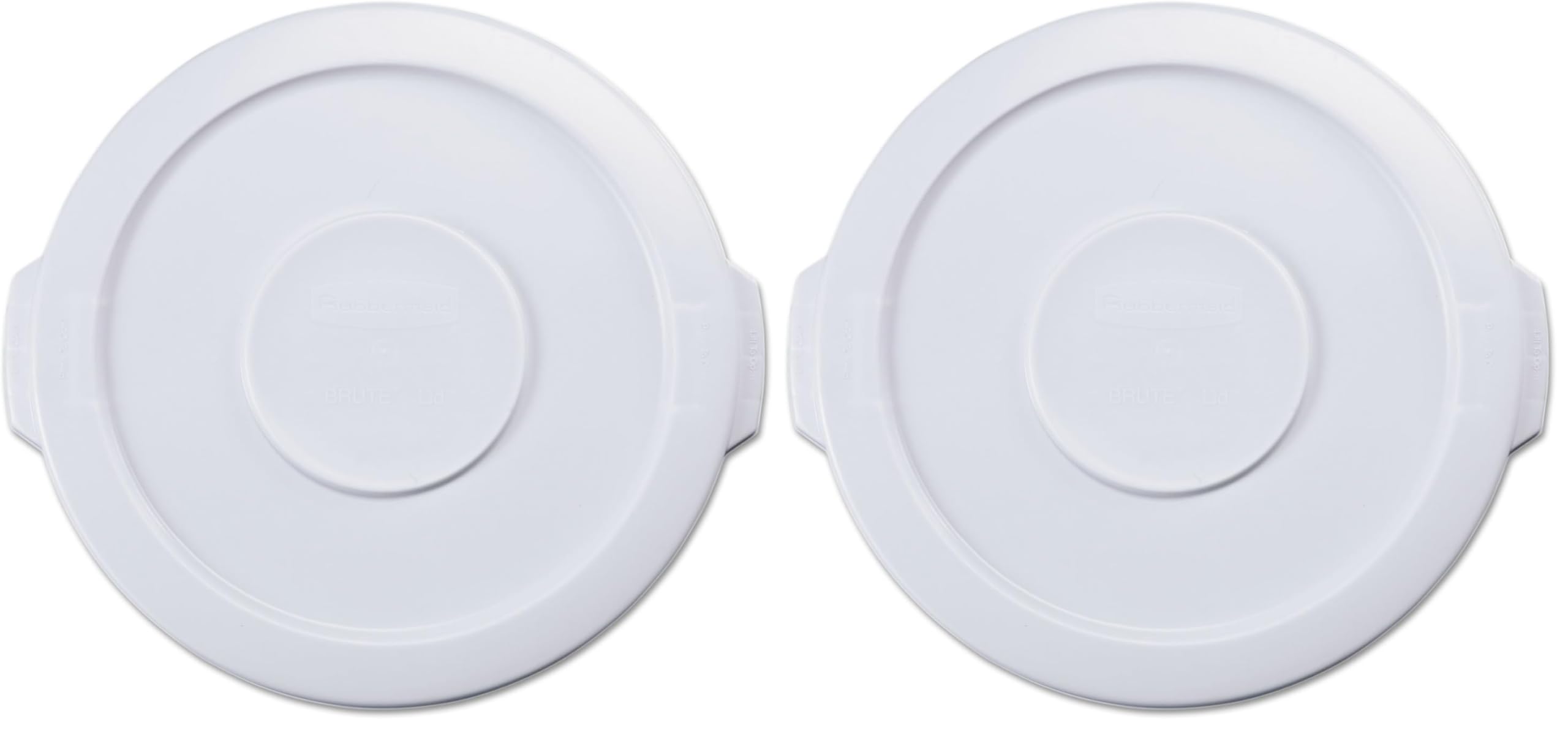 Rubbermaid Commercial Products Brute Heavy-Duty Round Trash/Garbage Lid, 10-Gallon, White, Compatible with Rubbermaid Brute 10-Gallon Can (Pack of 2)